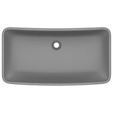 Vidaxl wastafel rechthoekig 71x38 cm keramiek mat donkergrijs