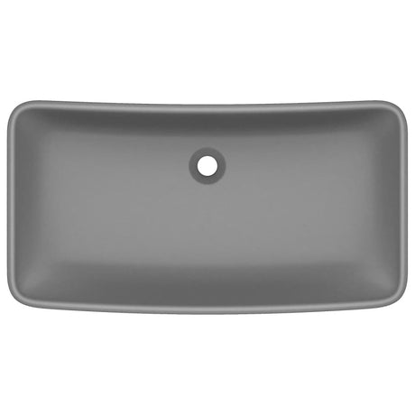 Vidaxl wastafel rechthoekig 71x38 cm keramiek mat donkergrijs