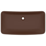 Vidaxl wastafel rechthoekig 71x38 cm keramiek mat donkerbruin