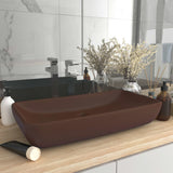 Vidaxl Washbasin pravokotni 71x38 cm keramika matt temno rjava