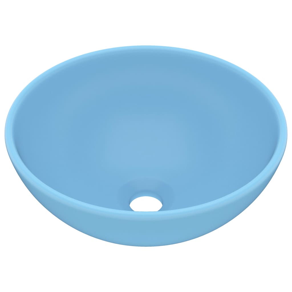 Vidaxl Washbasin krog 32,5x14 cm keramična matt svetlo modra keramika