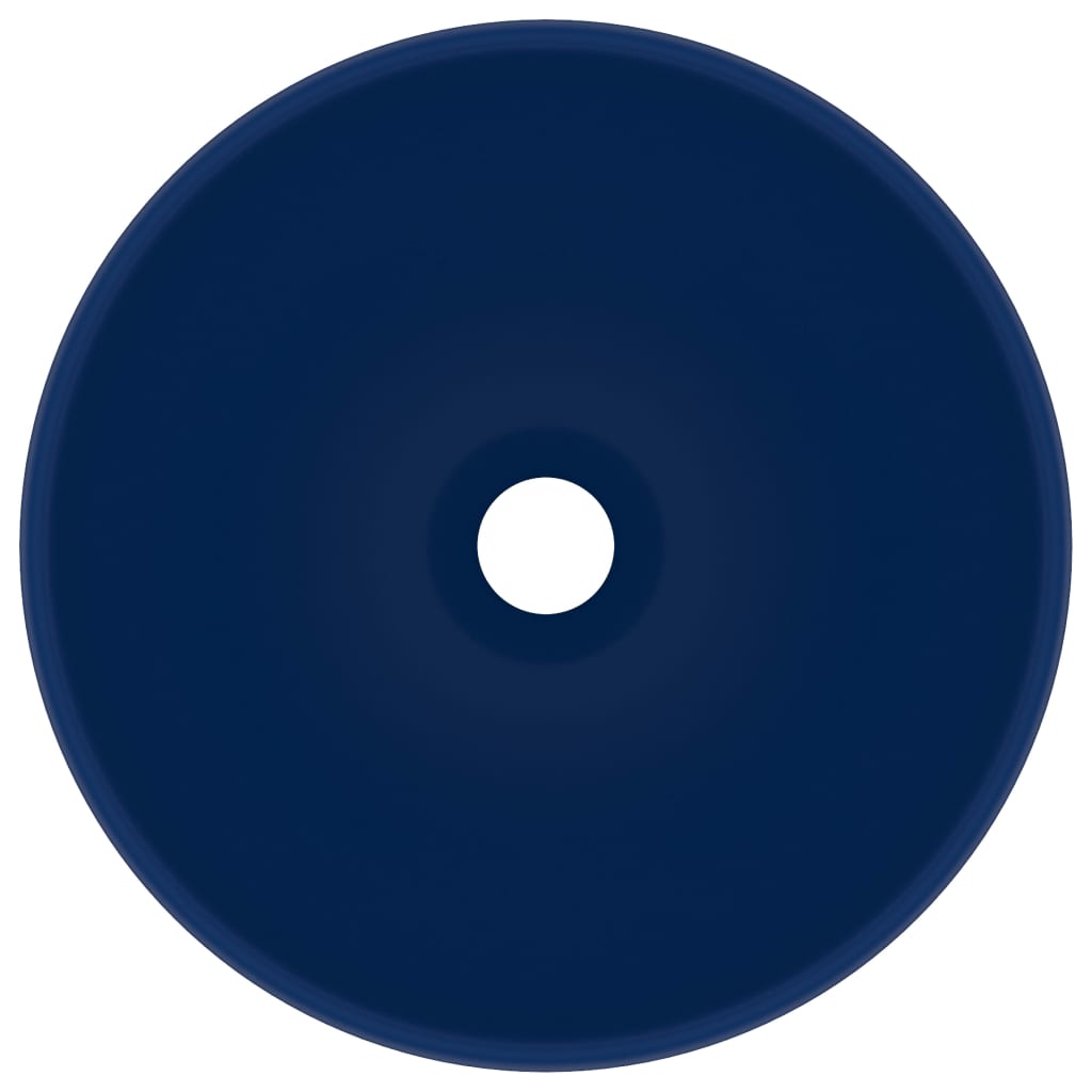 VidaXL Washbasin Round 32.5x14 cm Ceramic Mat Dark Blue