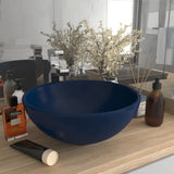 VidaXL Washbasin Round 32.5x14 cm Ceramic Mat Dark Blue