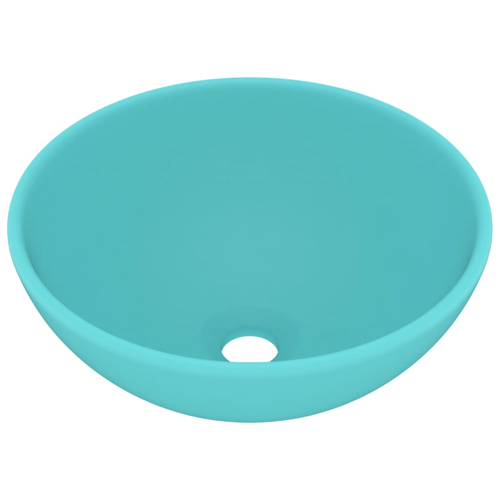 Vidaxl Washbasin Round 32.5x14 cm Ceramic Matt Green