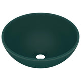 Vidaxl wastafel rond 32,5x14 cm keramiek mat donkergroen