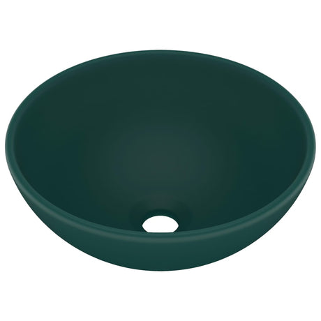 Vidaxl wastafel rond 32,5x14 cm keramiek mat donkergroen