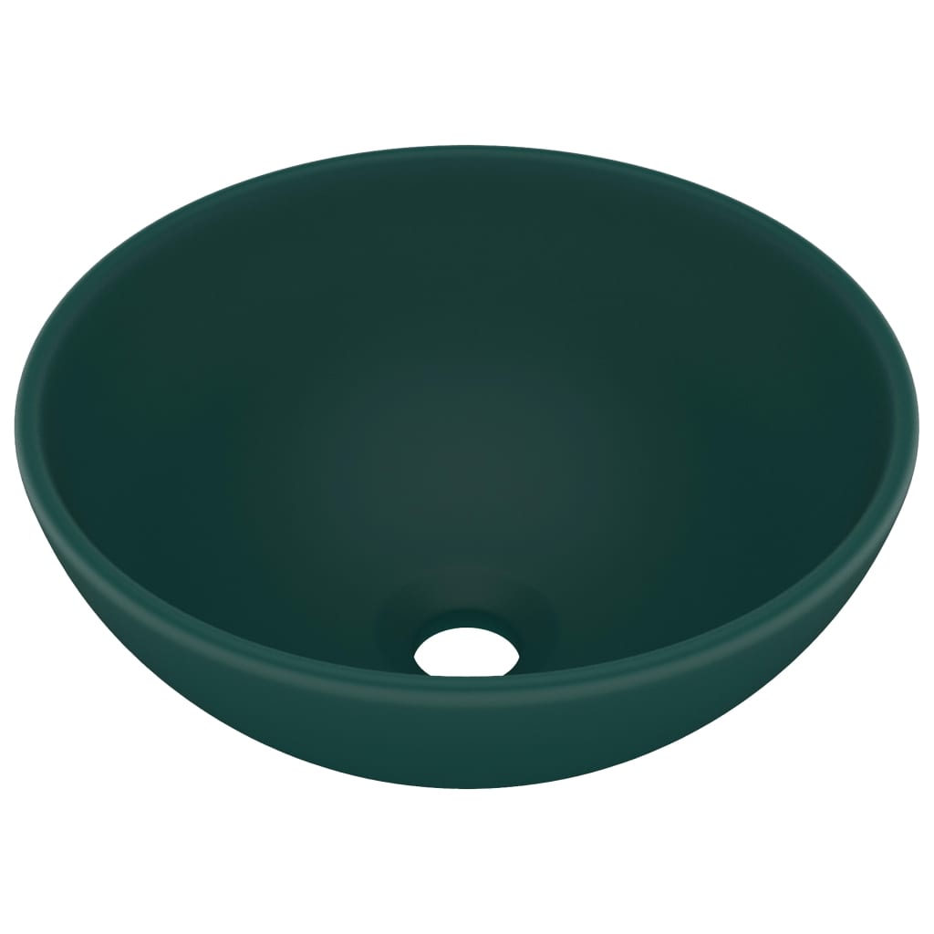 Vidaxl Washbasin Round 32.5x14 cm tappetino ceramico verde scuro