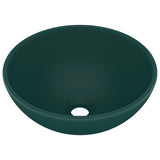 Vidaxl Washbasin Round 32.5x14 cm tappetino ceramico verde scuro