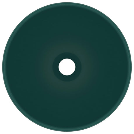 Vidaxl wastafel rond 32,5x14 cm keramiek mat donkergroen