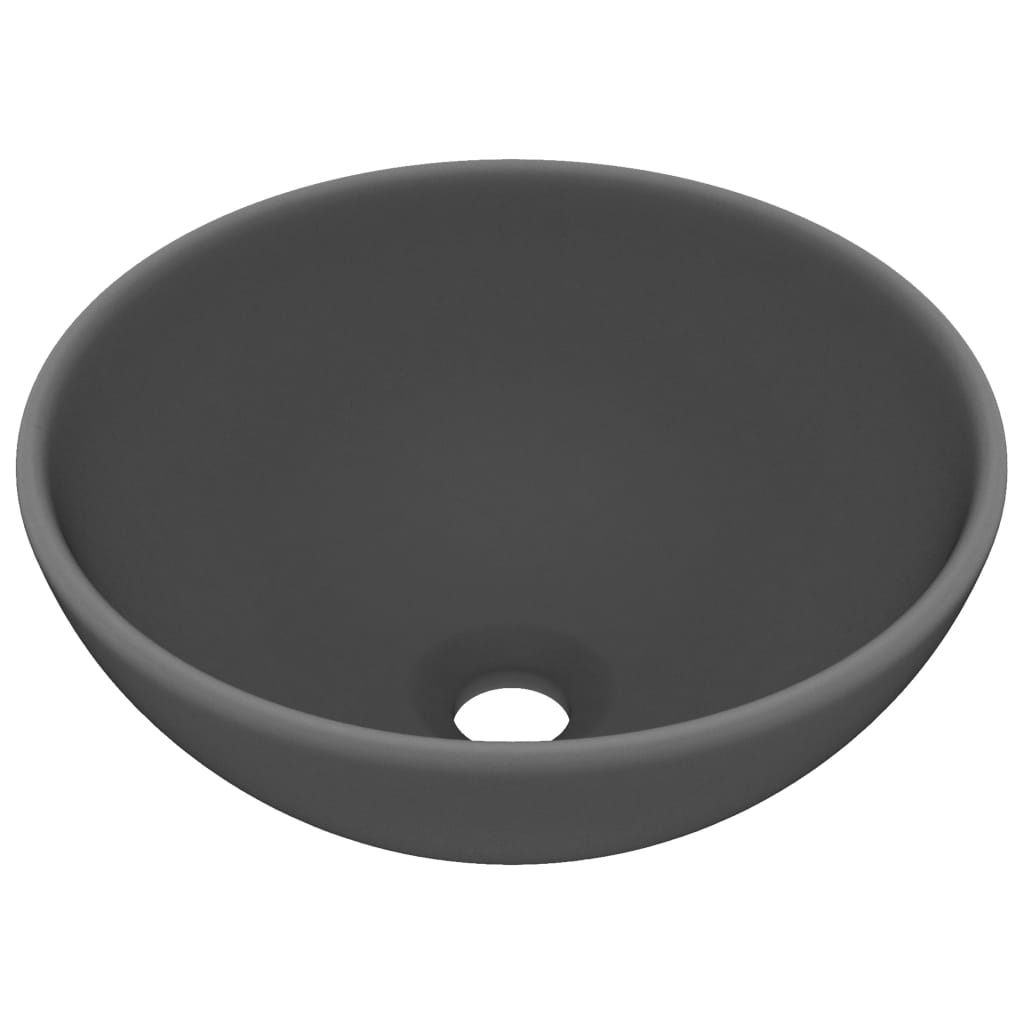 Vidaxl Washbasin krog 32,5x14 cm keramična mat temno siva