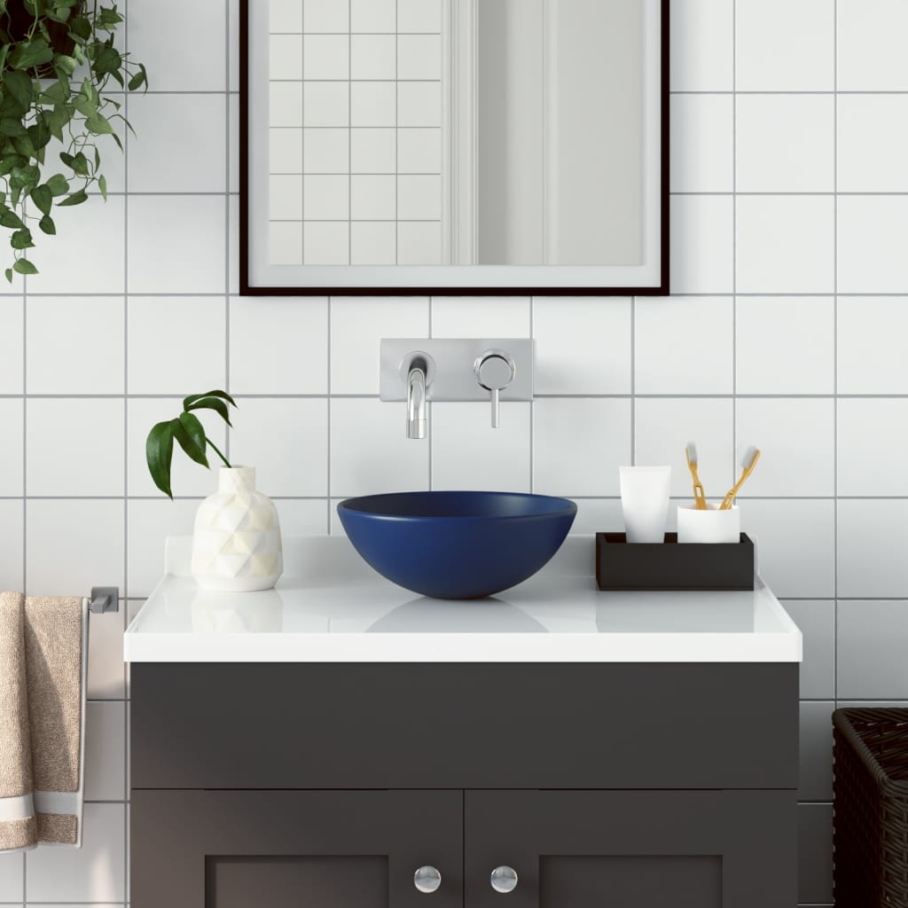 Vidaxl Washbasin okrągły ceramiczny ciemnoniebieski