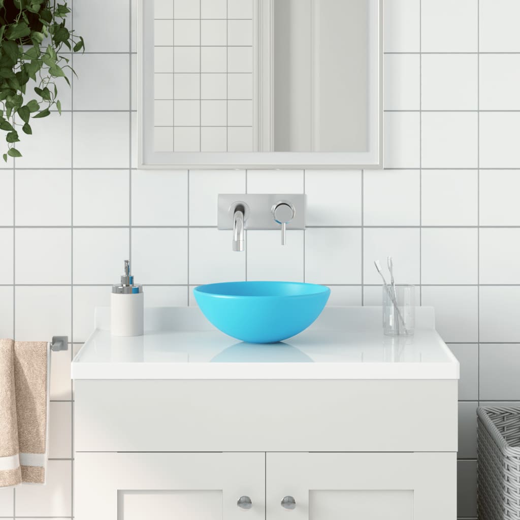 Vidaxl Washbasin okrągły ceramiczny jasnozielony