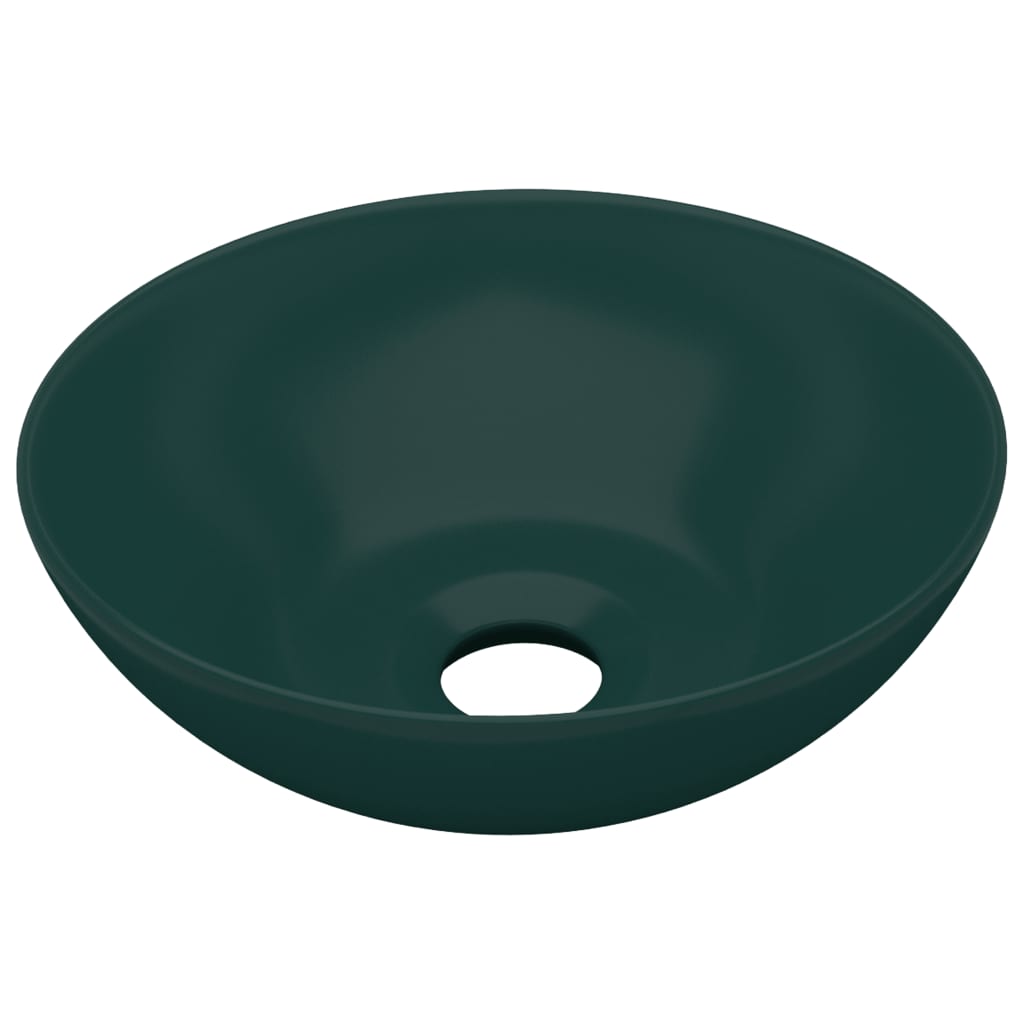 Vidaxl Washbasin Cerámico redondo verde oscuro