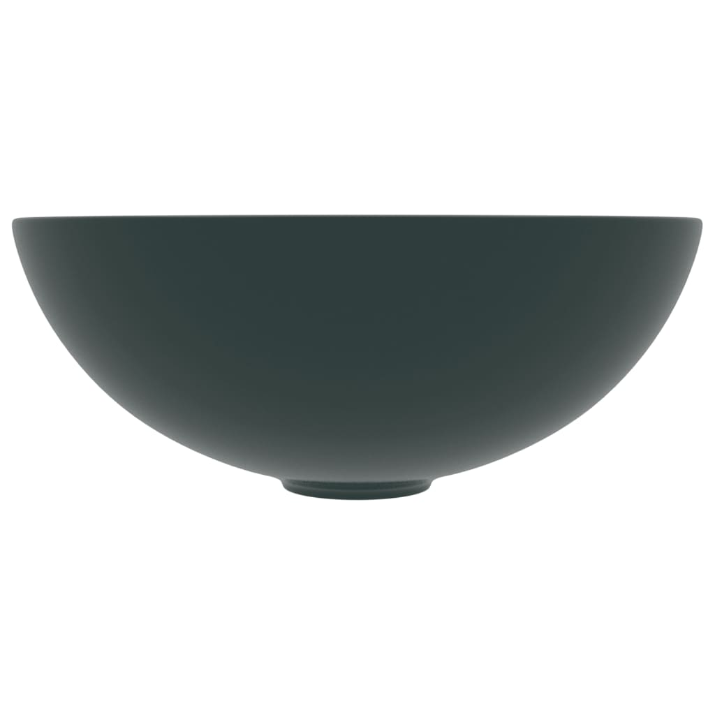 Vidaxl Washbasin Cerámico redondo verde oscuro