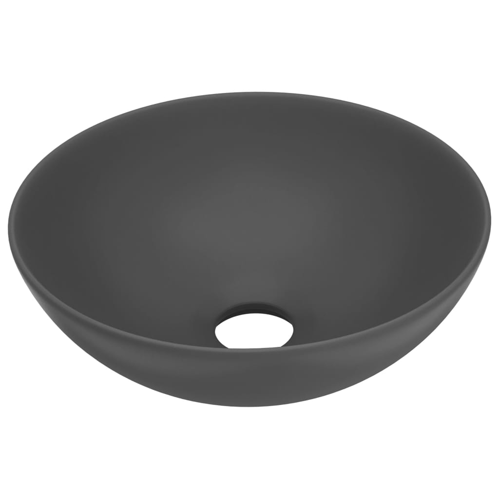 Vidaxl Washbasin Cerámico redondo gris oscuro