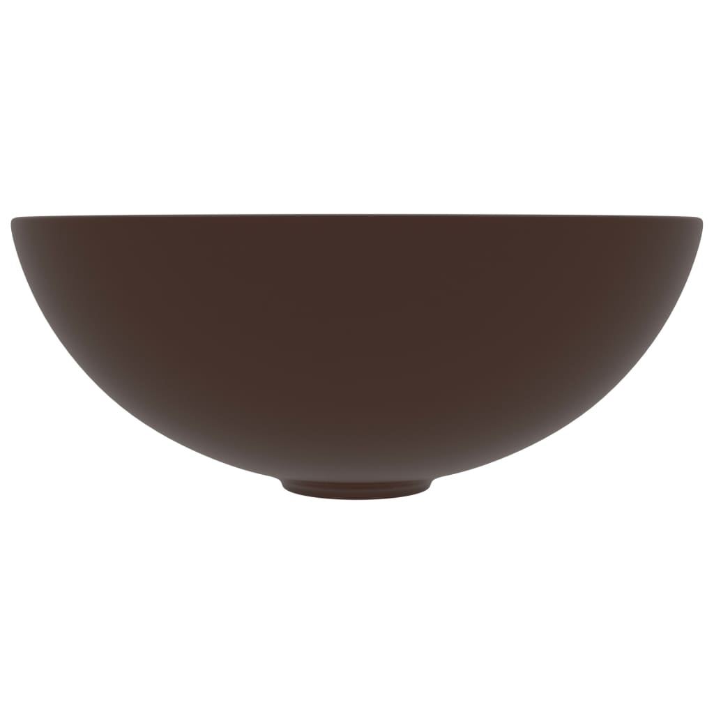 Vidaxl Washbasin Cerámico redondo marrón oscuro