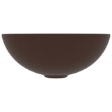 Vidaxl Washbasin Cerámico redondo marrón oscuro