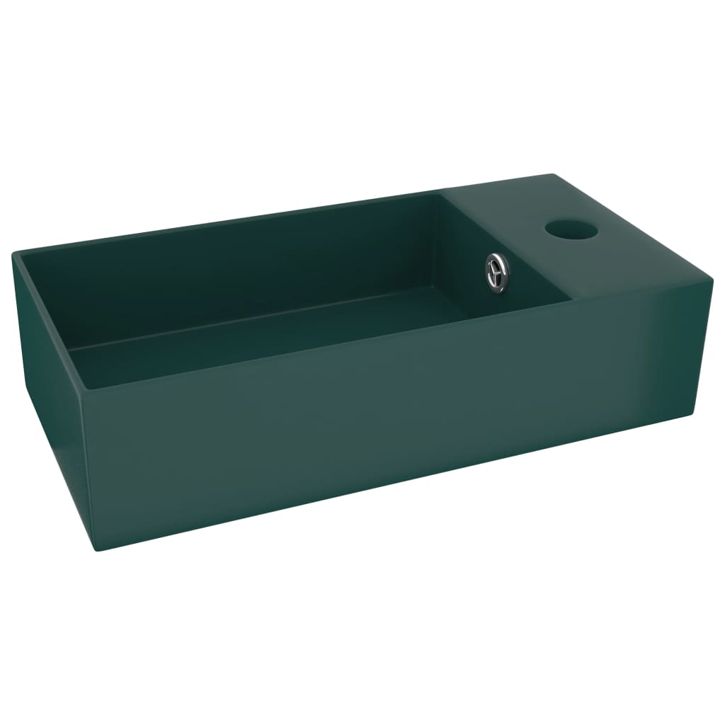 Vidaxl Washbasin avec atterrissage en céramique vert foncé