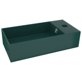 VidaXL Washbasin with landing ceramic dark green