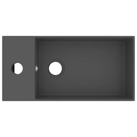 Vidaxl wastafel met overloop keramiek donkergrijs