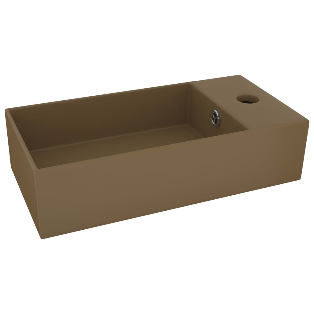 VidaXL Washbasin with landing ceramic mat cream