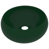 Vidaxl wastafel rond 40x15 cm keramiek mat donkergroen