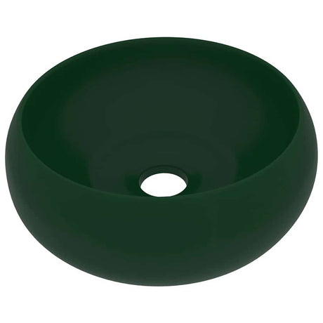 Vidaxl wastafel rond 40x15 cm keramiek mat donkergroen