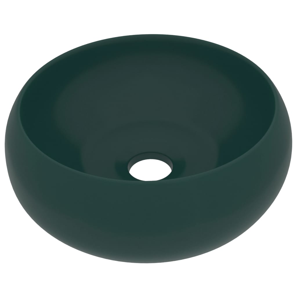 Vidaxl Washbasin Round 40x15 cm keramická rohož tmavě zelená