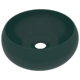 Vidaxl Washbasin Round 40x15 cm keramisk matem mørkegrønn