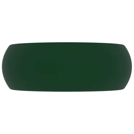 Vidaxl wastafel rond 40x15 cm keramiek mat donkergroen