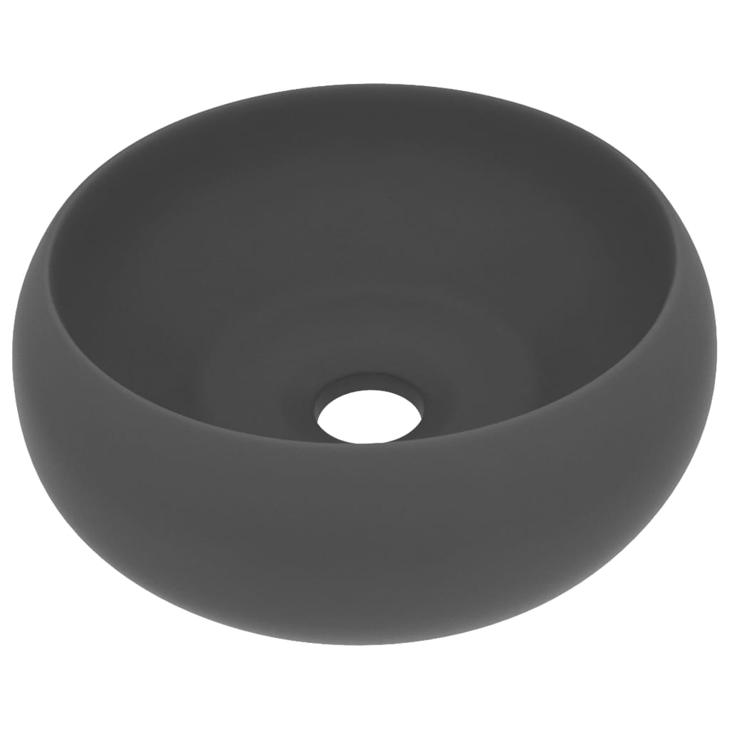 VidaXL Washbasin Round 40x15 cm Ceramic Mat Dark Gray