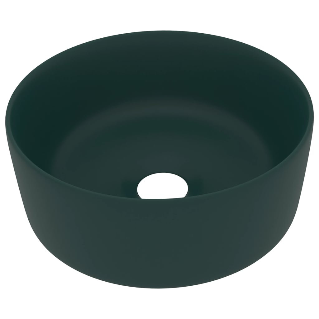 Vidaxl WashBasin Round 40x15 cm keramična mat temno zelena