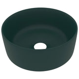 Vidaxl WashBasin Round 40x15 cm keramična mat temno zelena