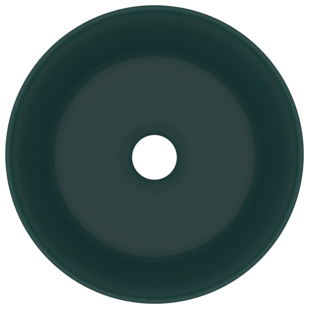 VidaXL Washbasin Round 40x15 cm Ceramic Mat Dark Green