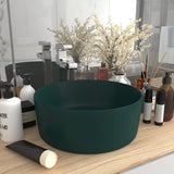 Vidaxl Washbasin Round 40x15 cm Mat de céramique vert foncé