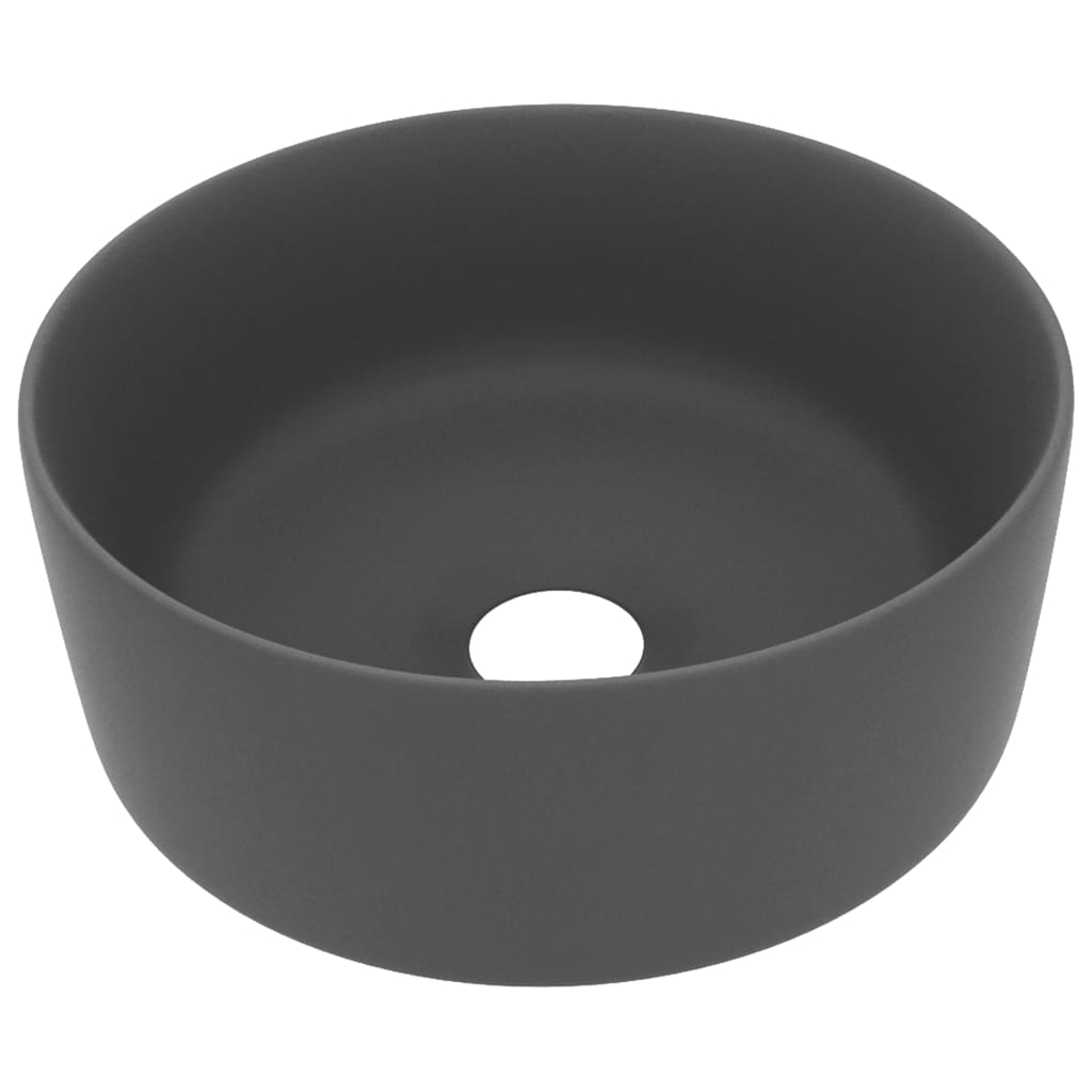 Vidaxl Washbasin Round 40x15 cm Mat de cerámica Gray Dark Grey