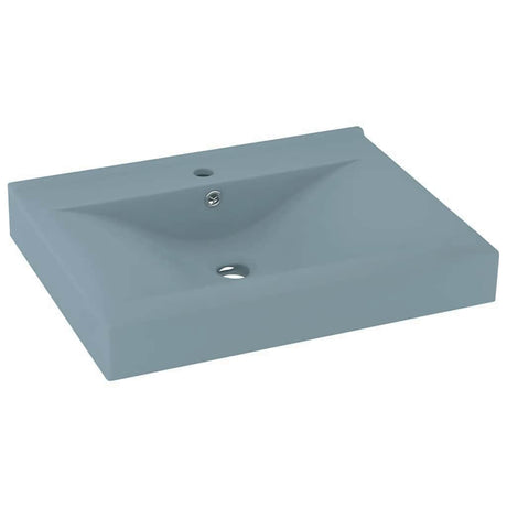 Vidaxl wastafel met kraangat 60x46 cm keramiek mat lichtblauw