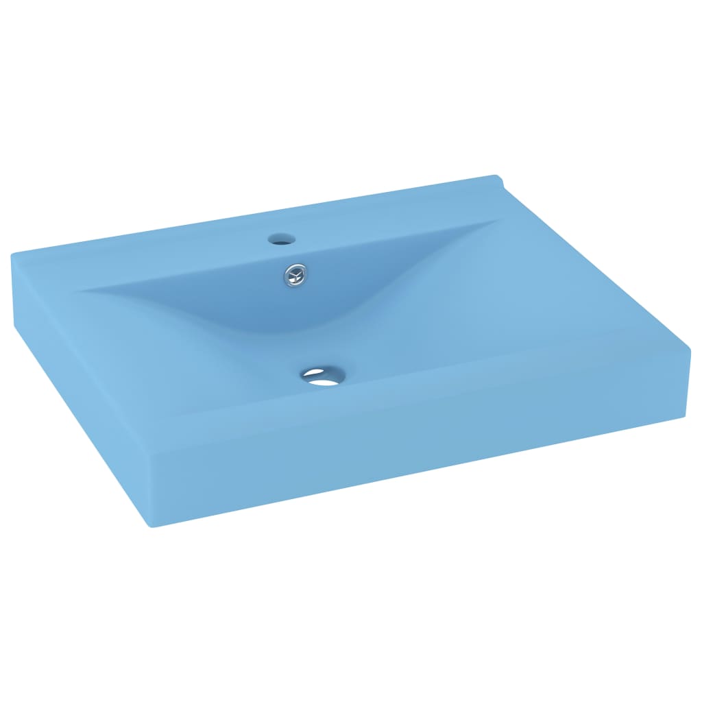 Vidaxl Washbasin con agujero de grifo 60x46 cm cerámico mate azul claro