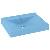 Vidaxl Washbasin z luknjo iz pipe 60x46 cm keramična matt svetlo modra