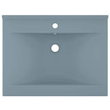Vidaxl wastafel met kraangat 60x46 cm keramiek mat lichtblauw