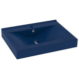 VidaXL Washbasin with tap hole 60x46 cm Ceramic Mat Dark Blue