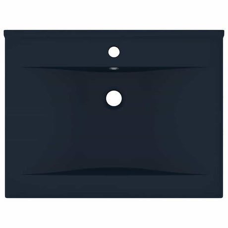 Vidaxl wastafel met kraangat 60x46 cm keramiek mat donkerblauw