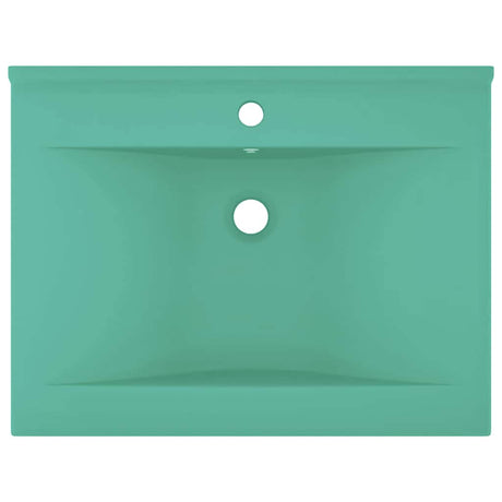 Vidaxl wastafel met kraangat 60x46 cm keramiek mat lichtgroen