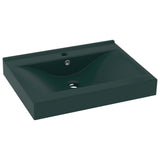 Vidaxl Washbasin med tapphull 60x46 cm keramisk matt mørkegrønn