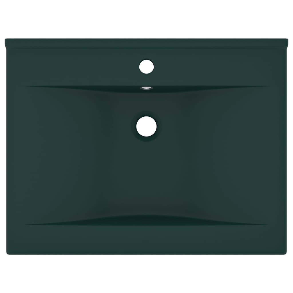 VidaXL Washbasin with tap hole 60x46 cm ceramic matt dark green