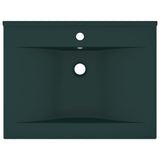 Vidaxl Washbasin con agujero de grifo 60x46 cm cerámico mate verde oscuro