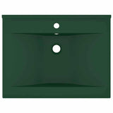 Vidaxl wastafel met kraangat 60x46 cm keramiek mat donkergroen
