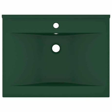 Vidaxl wastafel met kraangat 60x46 cm keramiek mat donkergroen