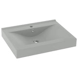 Vidaxl wastafel met kraangat 60x46 cm keramiek mat lichtgrijs