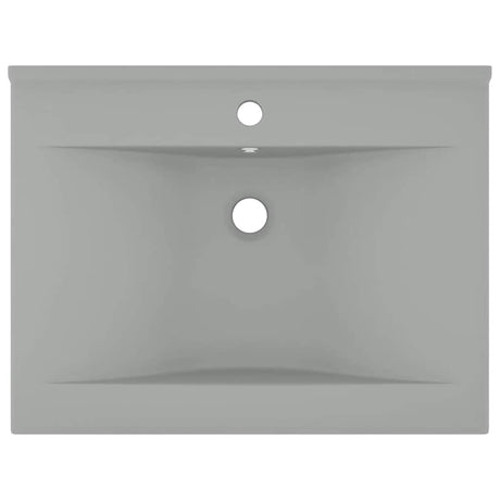 Vidaxl wastafel met kraangat 60x46 cm keramiek mat lichtgrijs